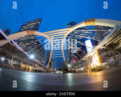 Bangkok Chong Nonsi, THAILAND - May 13: Bangkok Chong Nonsi pedestrian bridge and high rise city buildings on May 13, 2019 in Bangkok Stock Photo