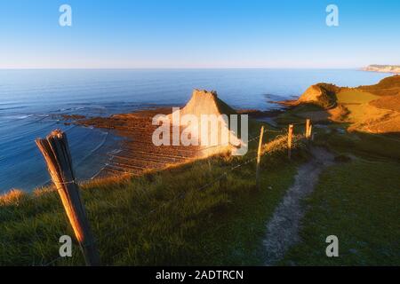 Coast of Zumaia and Sakoneta beach in Gipuzkoa Stock Photo