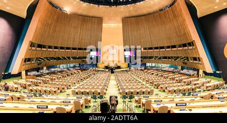 Wide view of the United Nations General Assembly at headquarters Stock Photo