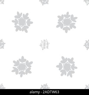Grey silver or monochrome light seamless snowflakes patterns. Doodle cute design. Great for print, pakage, web pages, clothes. New year and Christmas Stock Vector