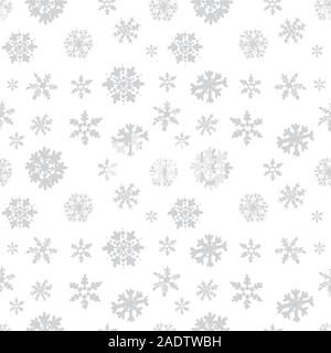 Grey silver or monochrome light seamless snowflakes patterns. Doodle cute design. Great for print, pakage, web pages, clothes. New year and Christmas Stock Vector