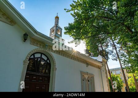 Dushanbe Russian Orthodox Christian Saint Nicholas Cathedral Picturesque View on a Sunny Blue Sky Day Stock Photo