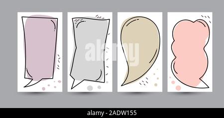 Set of vertical cover with frame and empty speech bubble. Template for graphic design and social media stories. Vector illustration Stock Vector