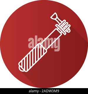 Monopod flat linear long shadow icon. Selfie stick. Vector line symbol Stock Vector