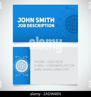 Business card print template with globe logo. Programmer. Internet service provider. Stationery design concept. Vector illustration Stock Vector