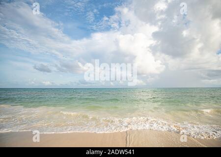 Beautiful mexican beach and sky at Caribbean Sea Stock Photo