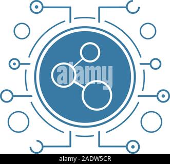 Network connection flat linear long shadow icon. Vector line symbol Stock Vector