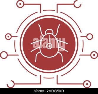 Computer virus flat linear long shadow icon. Malware and spyware bug. Vector line symbol Stock Vector