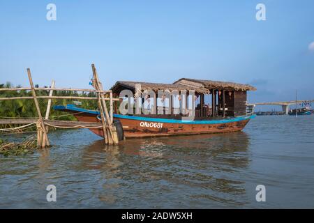 Tourist boat Thu Bon River Near Hoi An Vietnam Stock Photo