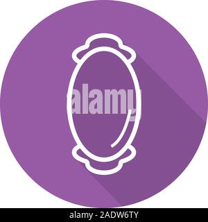 Wall mirror flat linear long shadow icon. Vector line symbol Stock Vector