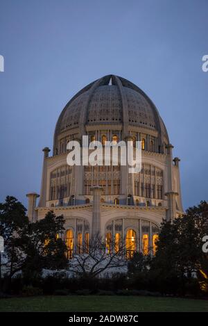 Baha'i House of Worship, is a temple in Wilmette, Evanston, Chicago area, Illinois, USA Stock Photo