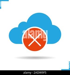 Cloud storage error glyph icon. Drop shadow disconnect silhouette symbol. Cloud computing. Negative space. Vector isolated illustration Stock Vector