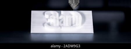 Sign with letters or 3D text is or was printed, concept modern technology 3D printer Stock Photo