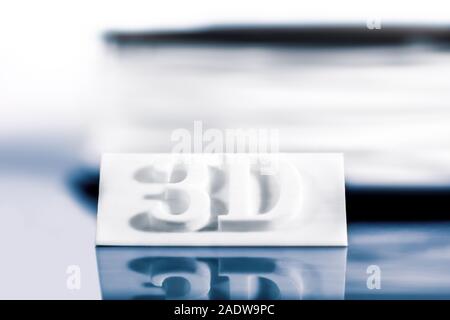 Sign with letters or 3D text is or was printed, concept modern technology 3D printer Stock Photo