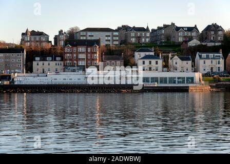 Gourock Outdoor Swimming Pool and Fitness Gym Albert Road Gourock Inverclyde Scotland United Kingdom exterior view riverside aspect refurbished 1909 b Stock Photo