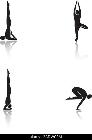 Yoga pose doodle style black icon on gray background with soft shadow Stock  Vector | Adobe Stock