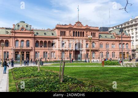 The Casa Rosada (Pink House), office of the Argentinian President, Plaza de Mayo, Buenos Aires, Argentina, South America, Stock Photo