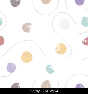 Seamless Pattern on grunge background with colorful dots, paint splashes, curves, circles, ink brush, etc. Hand Drawn Design. Great for wall art desig Stock Vector