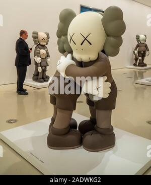 Companion Together by Brian Donnelly aka KAWS sculptor and graffiti artist exhibition at National Gallery of Victoria NGV Melbourne Australia. Stock Photo