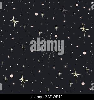Seamless Pattern with Stars. Cute Cosmic Background. Vector Illustration Stock Vector