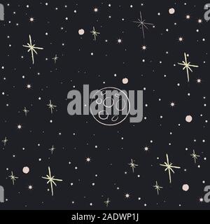 Seamless Pattern with Stars. Cute Cosmic Background. Vector Illustration Stock Vector