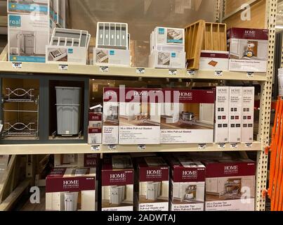 Orlando,FL/USA-11/11/19: The kitchen organization aisle at Home Depot hardware store. Stock Photo