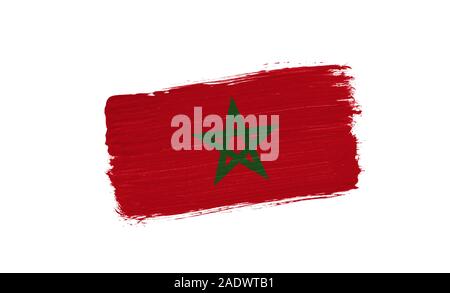 brush painted flag of Morocco isolated on white background Stock Photo ...