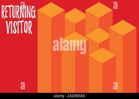 Text sign showing Returning Visitor. Business photo text when someone returns to your website multiple times Bar chart line infographics elements 3D p Stock Photo