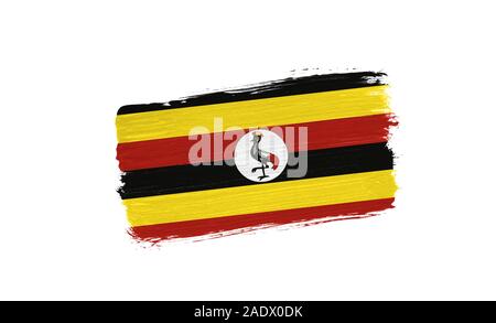 Stroke brush painted flag of uganda on white background Stock Photo - Alamy