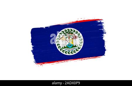 brush painted flag of Belize isolated on white background Stock Photo