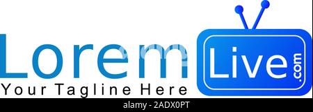 Online TV Channel Logo Concept, Live Streaming Logo Design Template, Blue TV Icon Stock Vector