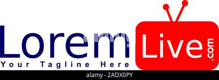 Online TV Channel Logo Concept, Live Streaming Logo Design Template, Red TV Icon Stock Vector