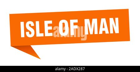 Isle Of Man sticker. Orange Isle Of Man signpost pointer sign Stock Vector