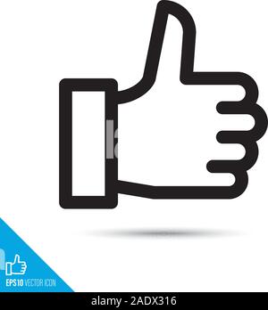 Thumb up hand line icon. Like or favorite gesture vector symbol. User interface pictogram for web and apps. Stock Vector
