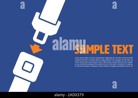 Graphic vector template with safety belt and sample text on turquoise background Stock Vector