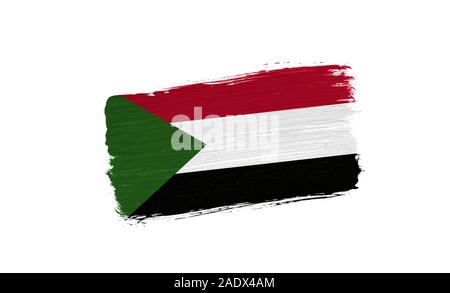 brush painted flag of Sudan isolated on white background Stock Photo