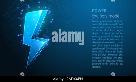 Lightning - Low Poly Wireframe Style Design. Digital Vector illustration Stock Vector