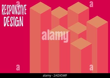 Text sign showing Responsive Design. Business photo text web page creation that makes use of flexible layouts Bar chart line infographics elements 3D Stock Photo