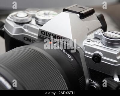 digital,camera,olympus,om-d,e-m1,m43,cameras,isolated,photography,attached,professional,12-40mm,12-40,zoom,lens,studio,nobody,digital,cut,out,cutout,c Stock Photo