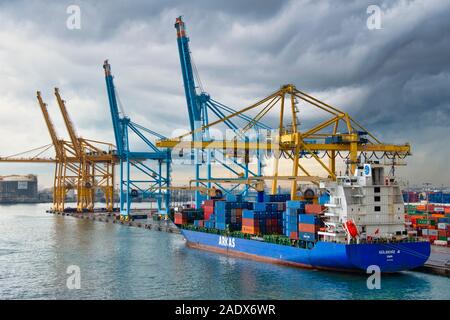 Ship docked on the commercial port in Marseille, France, Europe Stock Photo