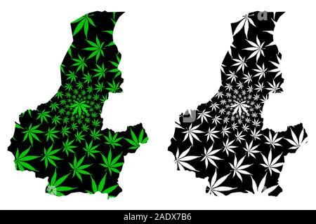 Faryab Province (Islamic Republic of Afghanistan, Provinces of Afghanistan) map is designed cannabis leaf green and black, Faryab map made of marijuan Stock Vector