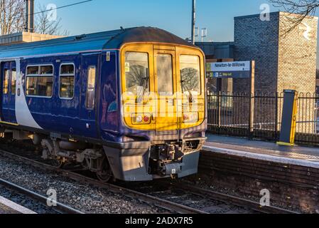 Northern Rail Class 319 dual-voltage electric multiple unit train at Newton le Willows station. Stock Photo