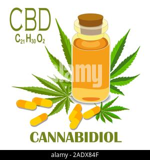 The formula of hemp CBD. Structural model of the molecules of cannabidiol and tetrahydrocannabinol. Medicinal cannabis. Medical marijuana, Vector Stock Vector