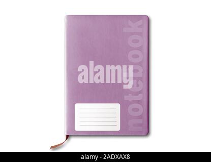 purple notebook or diary isolated on white background Stock Photo
