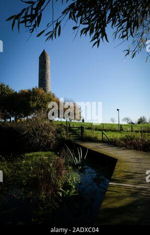 The Island of Ireland Peace Park and its surrounding park, also called the Irish Peace Park or Irish Peace Tower in Messines, near Ypres in Flanders, Stock Photo