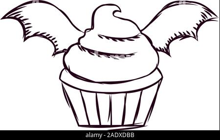 Cupcake halloween sketches Stock Vector