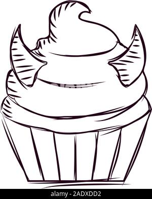 Cupcake halloween sketches Stock Vector