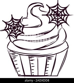 Cupcake halloween sketches Stock Vector