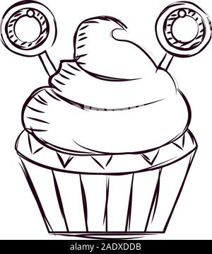 Cupcake halloween sketches Stock Vector