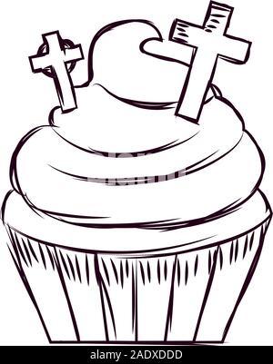 Cupcake halloween sketches Stock Vector